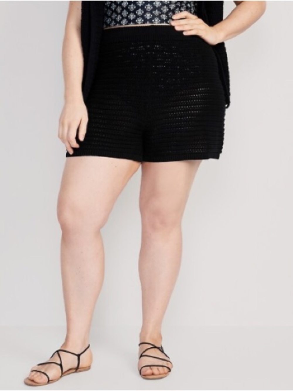NWT Old Navy Black High-Waisted Crochet Swim Cover-Up Shorts